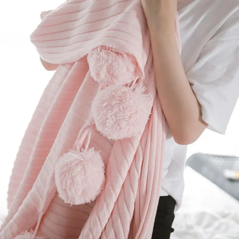 100% Хлопковое трикотажное одеяло с нитью высококачественное вязаное однотонное