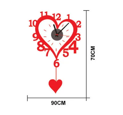 Наклейка с часами в форме сердца для спальни гостиной дома сделай сам Съемная