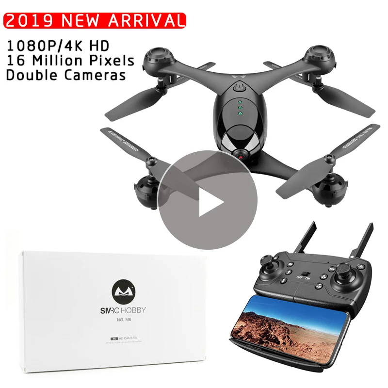 Новое поступление) SMRC M6 1080 P/4 K Радиоуправляемый Дрон HD Gimbal Двойные камеры wifi FPV Квадрокоптер высотоподвешивание гравитационный объект слежения