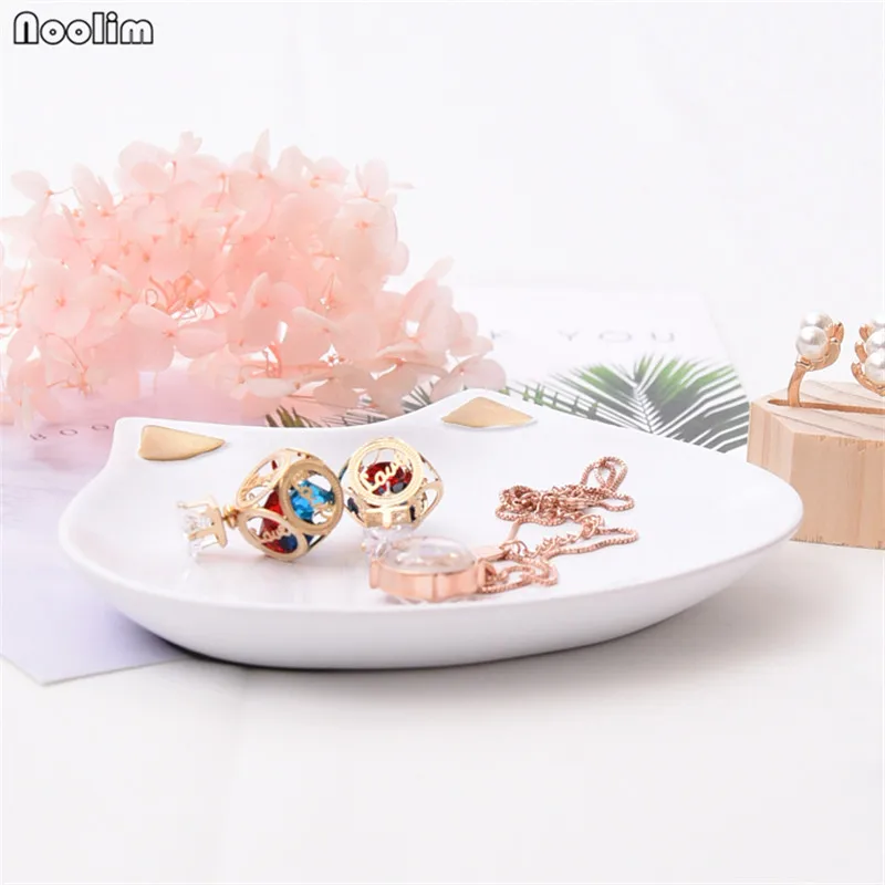 NOOLIM милое Ювелирное кольцо с кошачьими ушками из смолы поднос для хранения