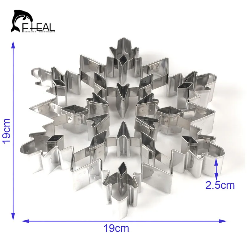 FHEAL Stainless Steel Fondant Cakes Cookie Cutter Mould 3D Christmas Snowflake Solid cookie mold Cake Decorating Baking Tools | Дом и сад