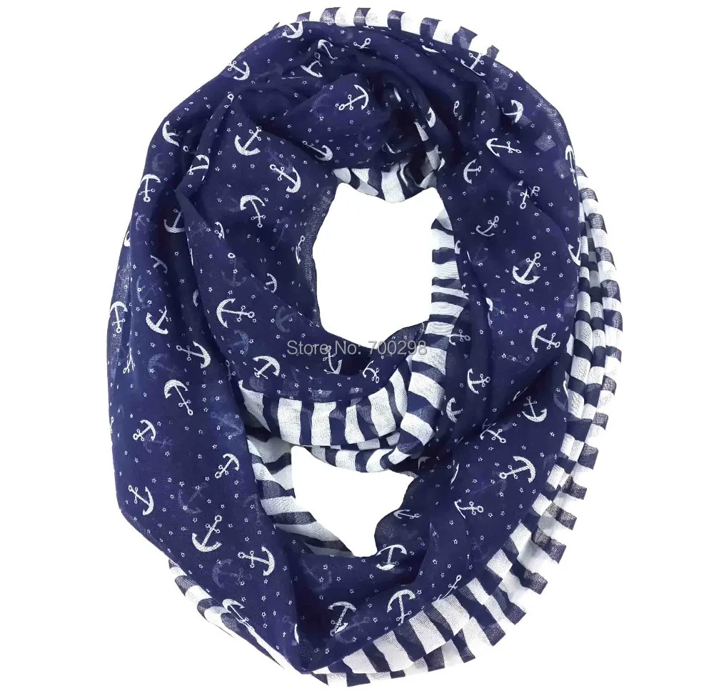 Шарф шарф с принтом якоря в полоску|scarves prices|scarf hangerscarf voile |