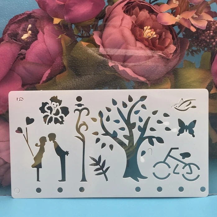 A6 Lover Couple Tree DIY Craft Layering трафареты настенная живопись штампованная для