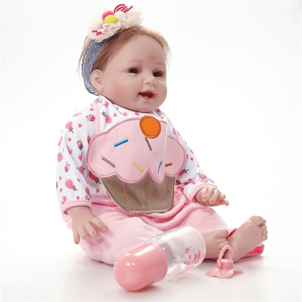 22 &quot55 см улыбаясь Reborn Куклы Slicone ребенка bonecas Дети Кукла Игрушечные лошадки на