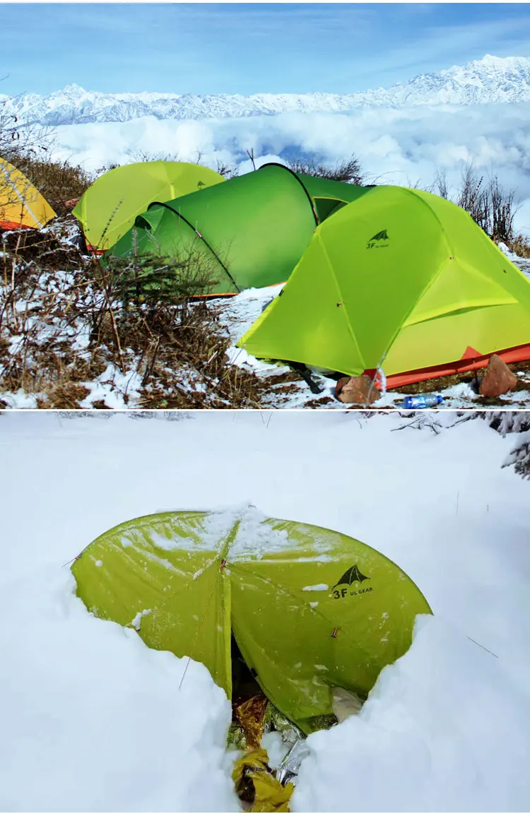 3F UL GEAR 2 человека 4 сезона палатка для кемпинга уличная Ультралегкая походная альпинистская охотничья водонепроницаемая палатка 15D силиконовая Zelt Tenten