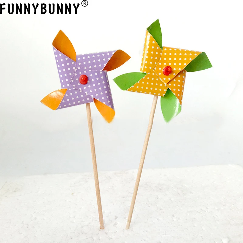 FUNNYBUNNY Pinwheel Cupcake Picks топпер для торта С Днем Рождения обертка кекса украшение