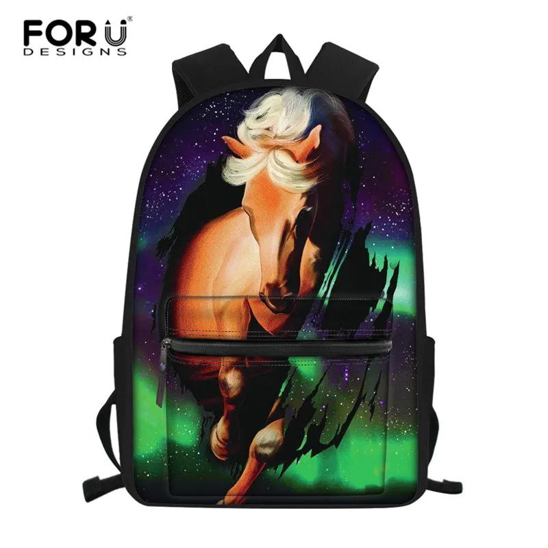 L4333Z58 FORUDESIGNS/комплект школьных сумок с черной лошадью для мальчиков и девочек-подростков, милый школьный рюкзак для детей, школьный рюкзак для детей, подарок Mochila - Цвет: L4333Z58