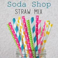 125pcs mixed colors soda shop bright rainbow paper strawspink lime blue yellow straws chevron dot stripewedding decoration