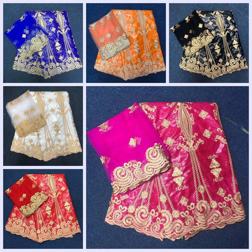 Розового цвета Базен Riche ткань Африканская вышиванки Getzner 5 м с 2 ярдов Французский