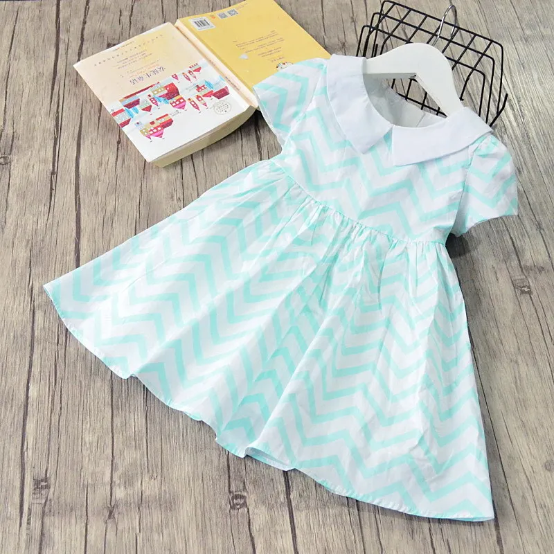 Kids Girls Stripes Bow Dress Summer Candy Pink Blue Color Cute Children Fashion Ruffles Party | Детская одежда и обувь