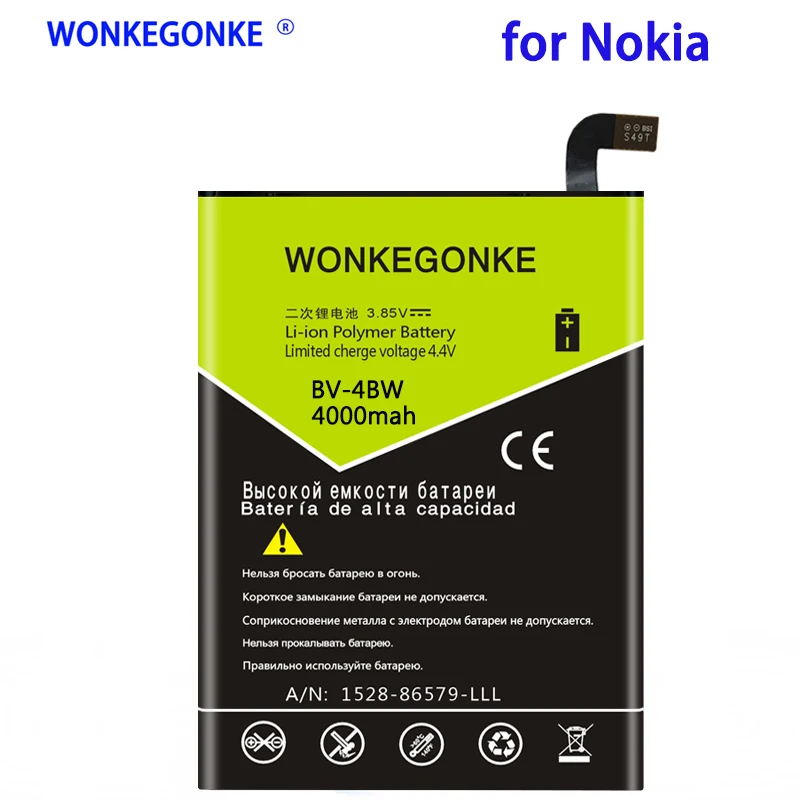 WONKEGONKE 4000 мАч BV-4BW для Lumia1520 Новая батарея Nokia Lumia 1520 BV4BW батареи Bateria | Мобильные