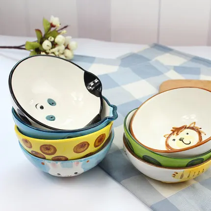 Прелестный дизайн с рисунками героев из мультфильмов Керамика Посуда с ложкой eco-friendly для детских бутылочек, Еда посуда 2 шт./компл. Детские чаша Z844