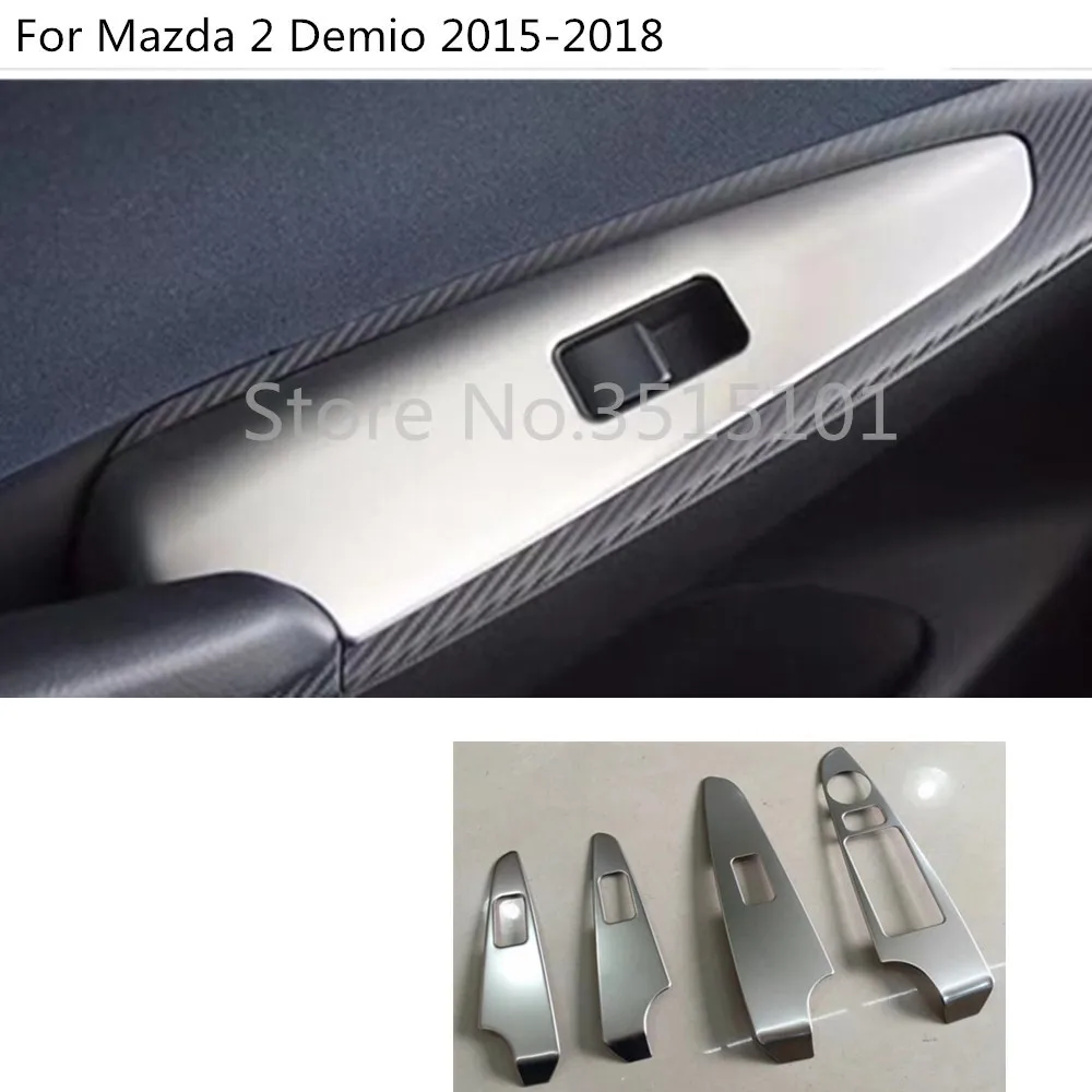 

Автомобильная Дверь Окно Стекло Интерьер Панель подлокотник отделка кнопки выключателя подъема рамка молдинг 4 шт. для Mazda 2 Demio 2015 2016 2017 2018
