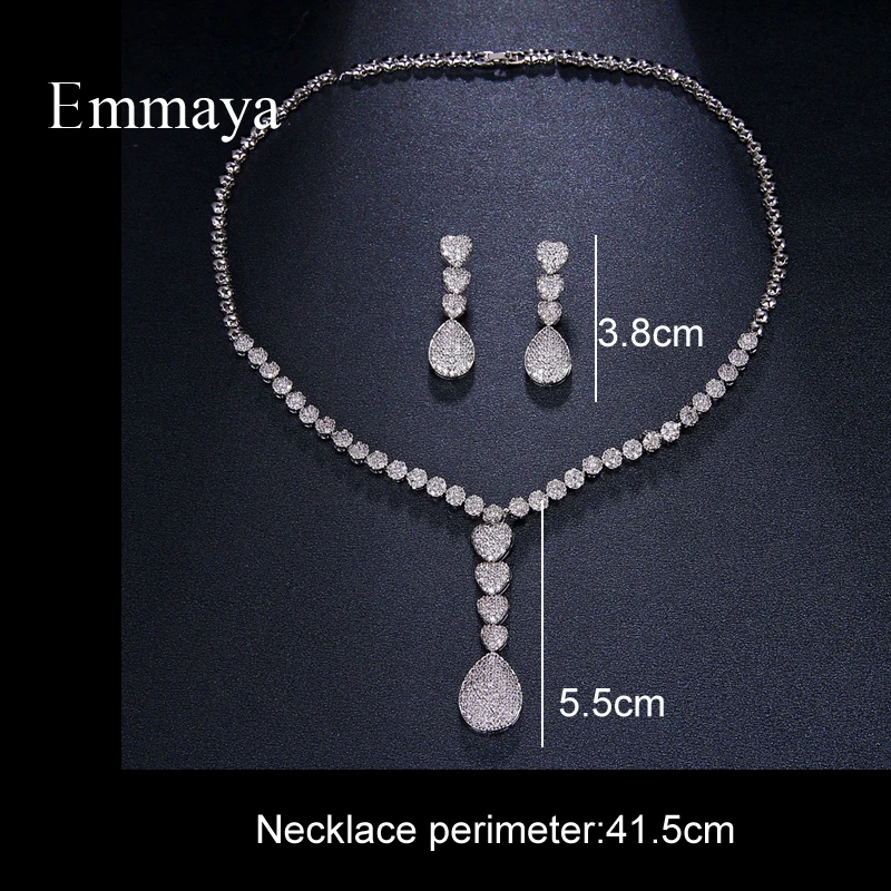 Emmaya модные яркие сердца циркониевые цепочки ожерелья серьги наборы для женщин