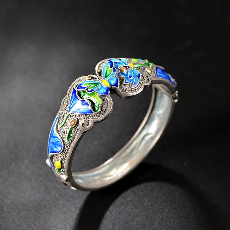 S925 серебро Этническая Перегородчатые Браслеты браслет Дамская мода Интимные