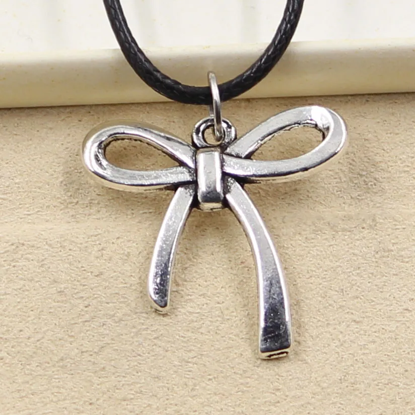 Новое модное подвесное ожерелье чокер с бантом очаровательный черный кожаный