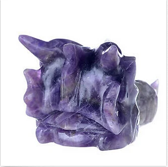 

Natural Amethyst Cluster Carved Dragon Skull Head Healing Reiki