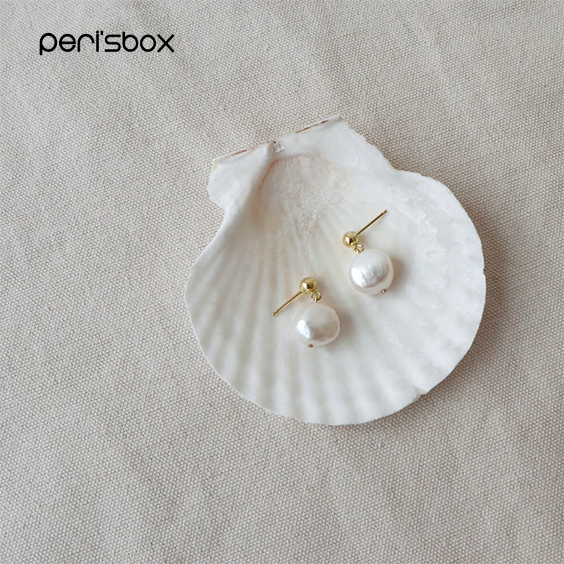 

Peri'sbox French Baroque Freshwater Pearls Stud Earrings For Women Statement Drop Small Earrings Simple Post Earrings Wholesale