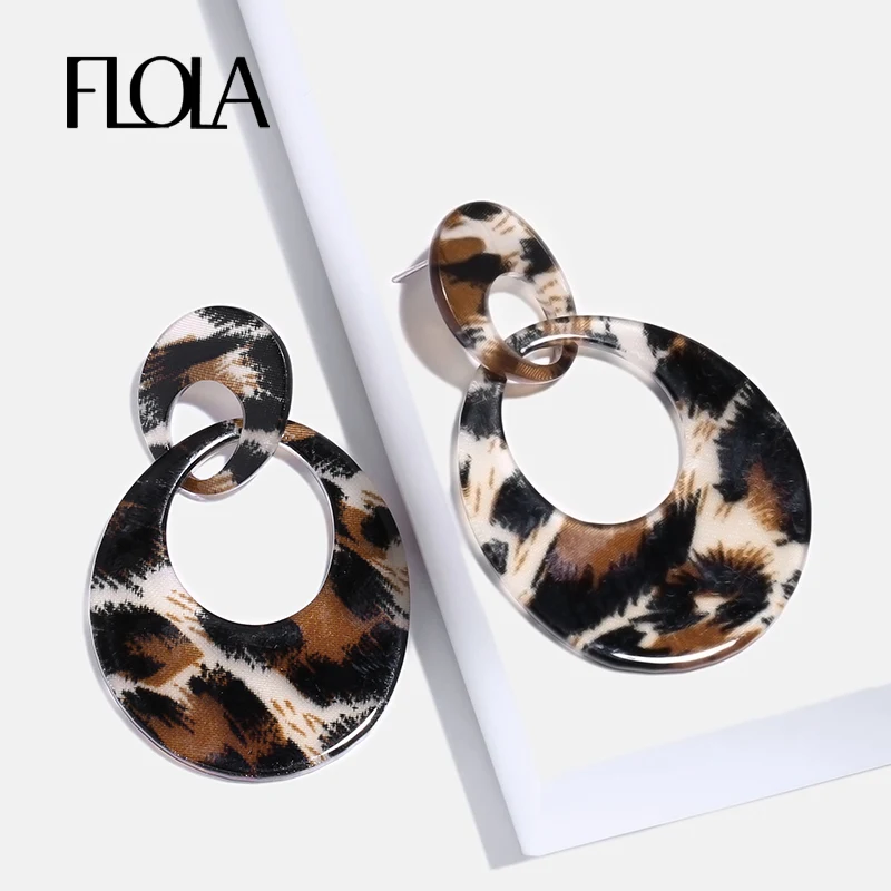 Леопардовые серьги для девочек акриловые с животным принтом Za геометрические