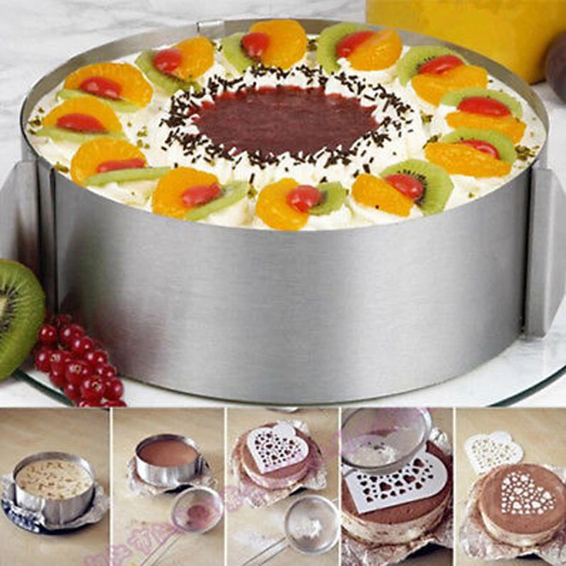 

Retractable Stainless Steel Circle Mousse Ring Cake Mould Size Adjustable Bakeware Cake Pan Home Baking Cake Molds Tools New