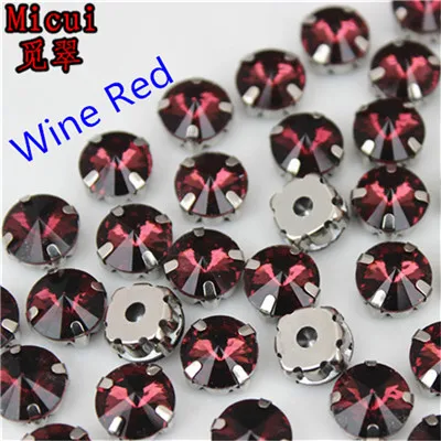 Wine Red Michui разноцветные стеклянные кристаллы круглые с серебряной установкой для шитья хрустальные стразы для аксессуаров одежды MC1003 - Цвет: Wine Red