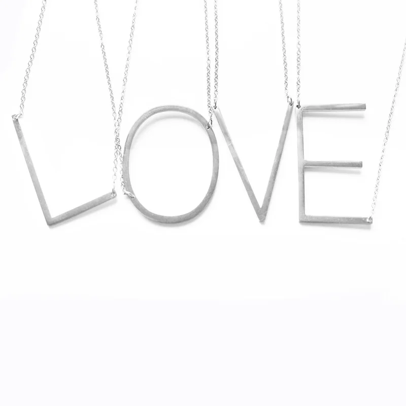 Серебряный цвет 26 букв кулон ожерелье сочетание Начальная очарование женский