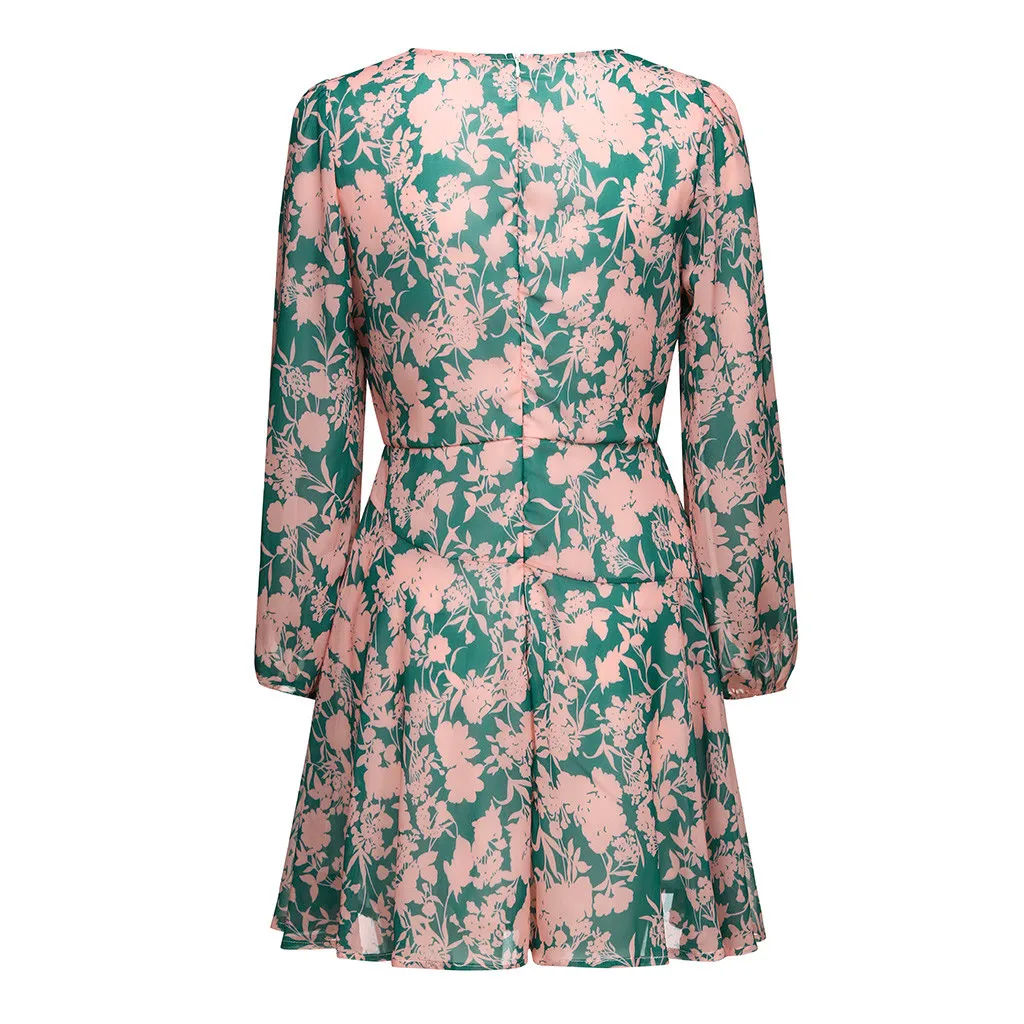 Женское платье с длинным рукавом FREE страуса шифоновое принтом сексуальное