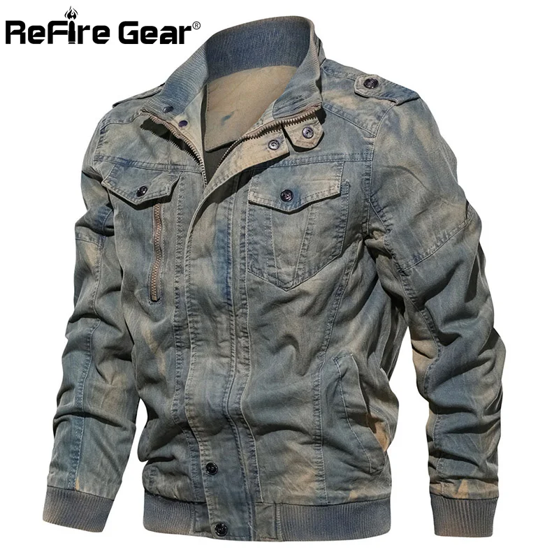 Бомбер ReFire Gear Мужской тактическая джинсовая куртка бомбер в стиле милитари