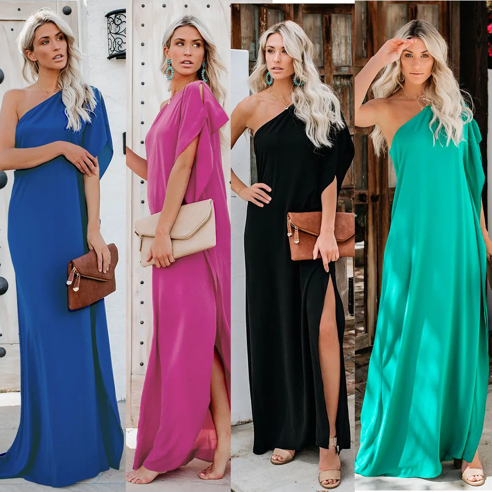 Однотонное модное женское платье макси в стиле бохо повседневные винтажные