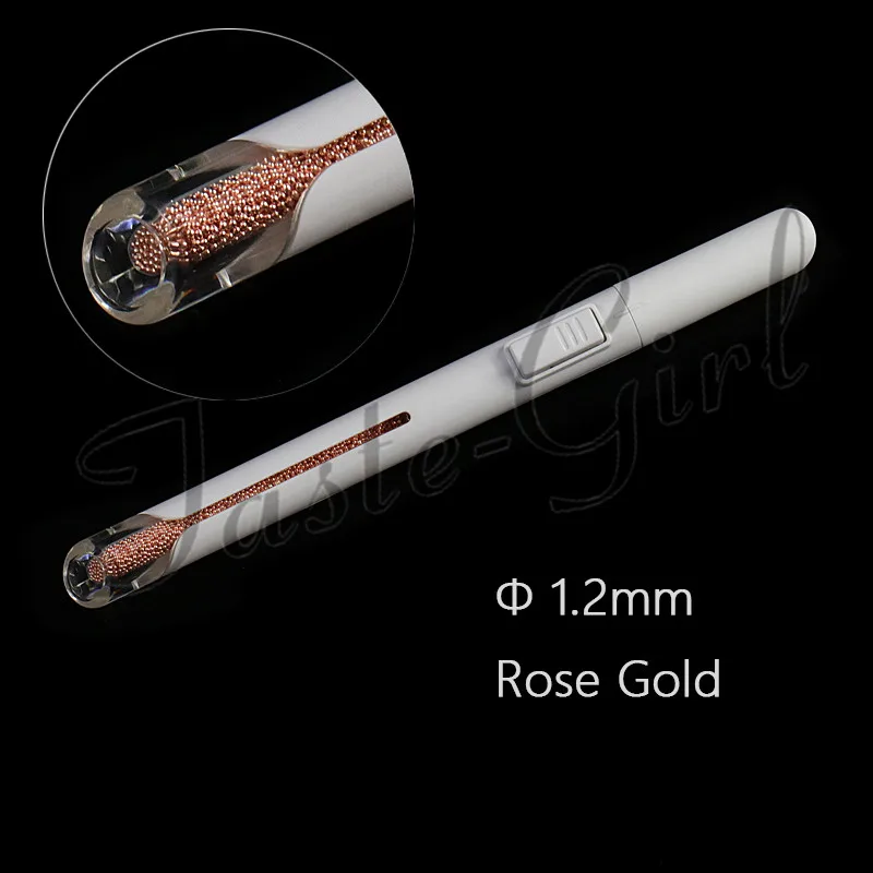 1.2mm rose gold 1 шт розовый золотой серебряный черный металлический Бисер для нейл-арта точечная ручка Стразы ручка слиток ручка для ногтей стальной шарик для хранения Маникюрный Инструмент - Цвет: 1.2mm rose gold
