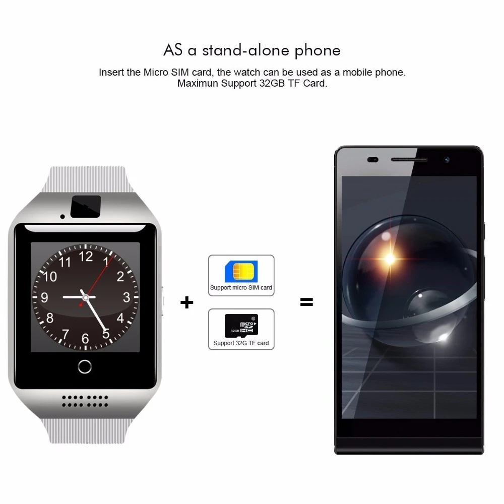 Смарт-часы с Камера Q18 Bluetooth SmartWatch SIM TF слот для карты Фитнес трекер активности