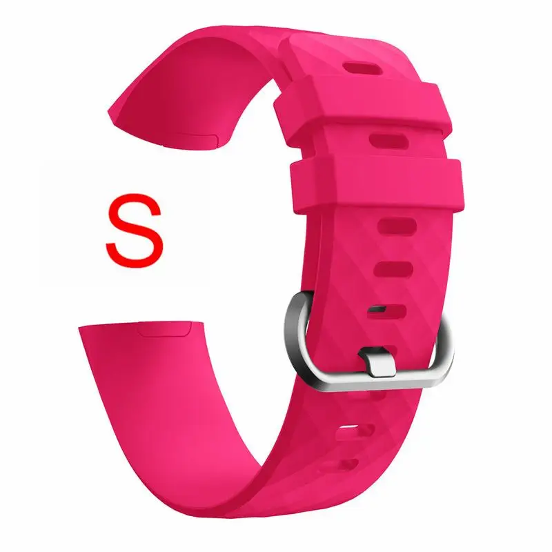 Для Fitbit Charge 3 мягкий силиконовый спортивный сменный ремешок для наручных часов, умный Браслет, наручный ремешок S L - Цвет: Hot Pink