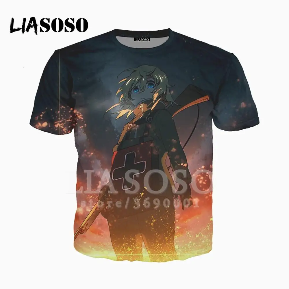 LIASOSO, 3D принт, для женщин и мужчин, японское аниме, Youjo Senki Tanya Degurechaff, футболка, летняя футболка, хип-хоп пуловер, короткий рукав, X1575 - Цвет: 11
