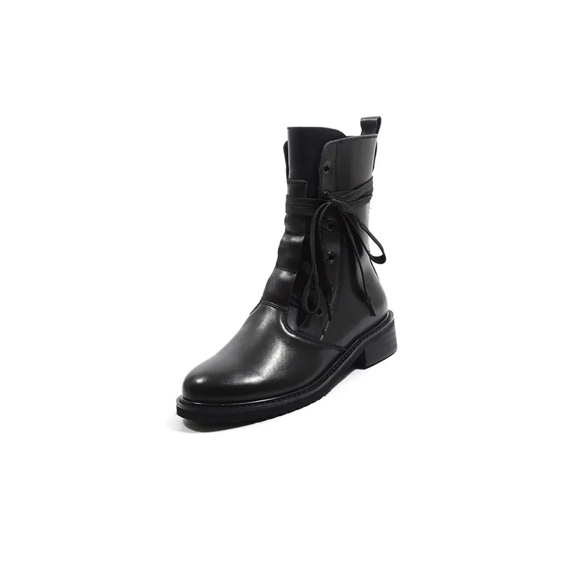 black ankle boots ASUMER/черные модные ботинки; сезон осень-зима; женские ботильоны на молнии с круглым носком; классические женские мотоботы на шнуровке; большие размеры - Цвет: black ankle boots
