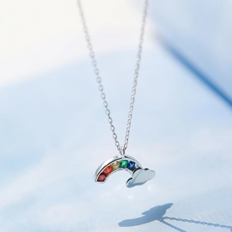 

New Rainbow Cloud Sweet Fresh Wild Silver Color Clavicle Chain Temperament Trendy Female Necklace SNE173