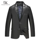 Мужской кожаный костюм , пальто Dusen, бренд, Новое поступление, натуральная кожа , куртки , тонкиемодные, из овчины , кожаные пальто , черные , DK719