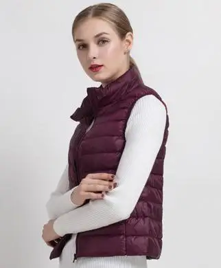 Fitaylor, женский ультра-светильник, 90% белый утиный пух, жилеты, пальто, Осенний ветрозащитный Теплый жилет, женский тонкий короткий жилет без рукавов - Цвет: 11