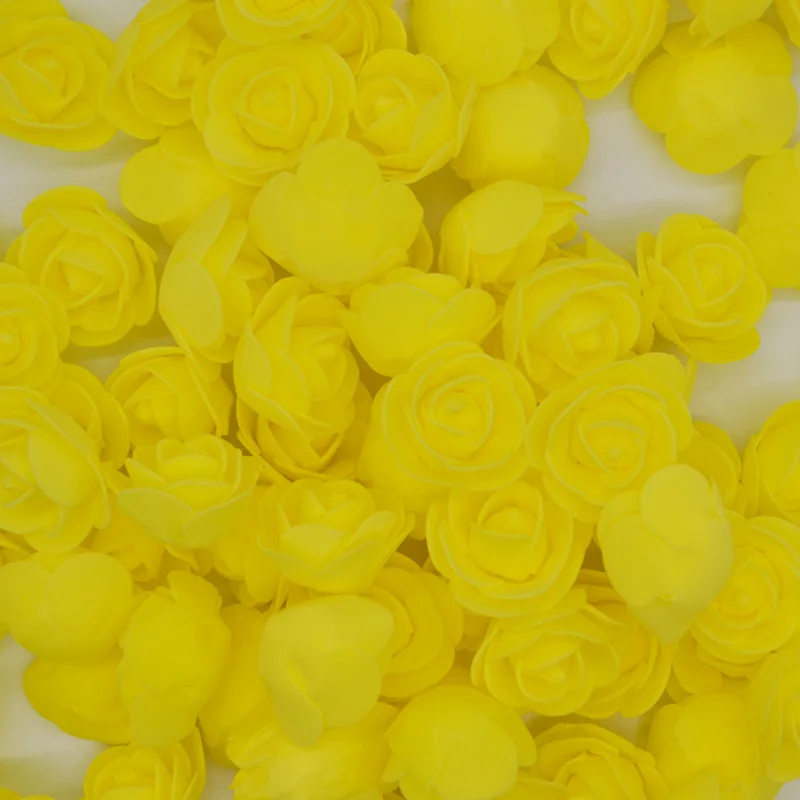 F11 Yellow 50/100 шт. 3 см маленький искусственный цветок голова поддельные пены разноцветная Роза Свадебные украшения DIY ВЕНОК Скрапбукинг коробка подарок расходные материалы - Цвет: F11 Yellow