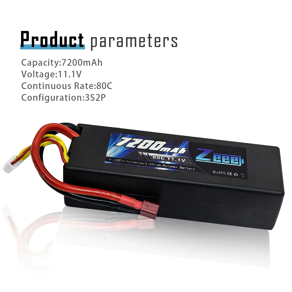 Zeee 11,1 V 7200mAh 3S RC Батарея Зарядное устройство 80C провод с силикатной гелевой Батарея с деканов штекер для RC Автомобиль Грузовик Лодка радиоуправляемая автомодель трагги FPV Самолет багги
