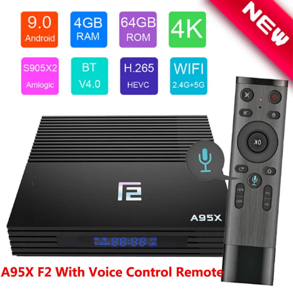 Android tv BOX A95X F2 ТВ приставка Голосовое управление 4K 2,4G& 5G двухдиапазонный wifi Bluetooth LAN USB3.0 HDMI 4G 64G ТВ приставка Android 9,0