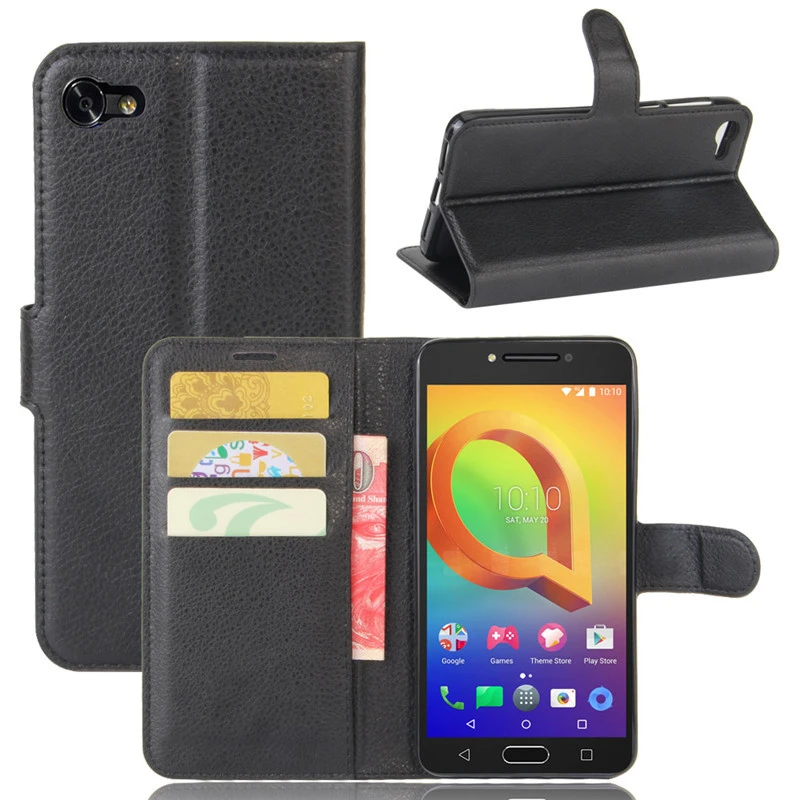 For Alcatel A5 LED Case 5.2&quot PU Leather Back Cover Phone OT5085 5085Y 5085D Flip Protective Bag | Мобильные телефоны и