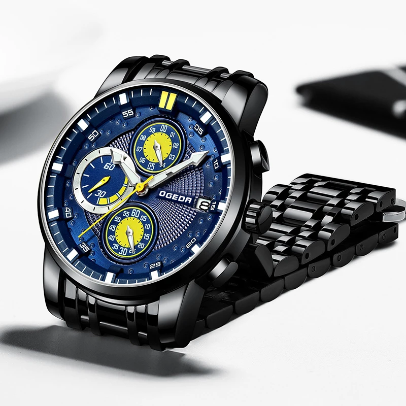 Мужские наручные часы OGEDA новые спортивные с хронографом топовые брендовые