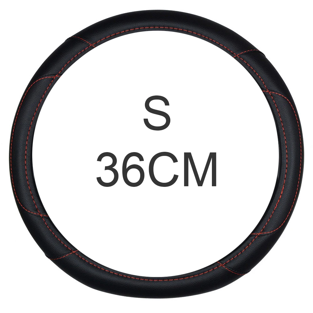 

DERMAY 36cm Black with Red line Steering Wheel Cover PU Leather Size S for Honda Civic Ciimo Jade SUZUKI Alto NISSAN Juke