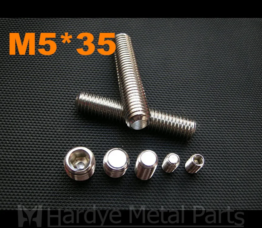 

100pcs/lot M5*35 DIN913 Stainless steel hex socket set screw with flat point grub screw