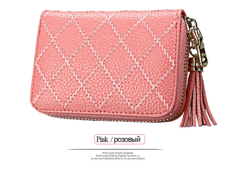 

BONAMIE Genuine Leather Women Card Holder Sweet Mini Change Female Wallet 15 Card Slot Laides Candy Business Card Case Purse