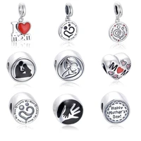 100 925 pure silver charms fit european bracelet pendants family dad mom charm beads diy original mothers jewelry father