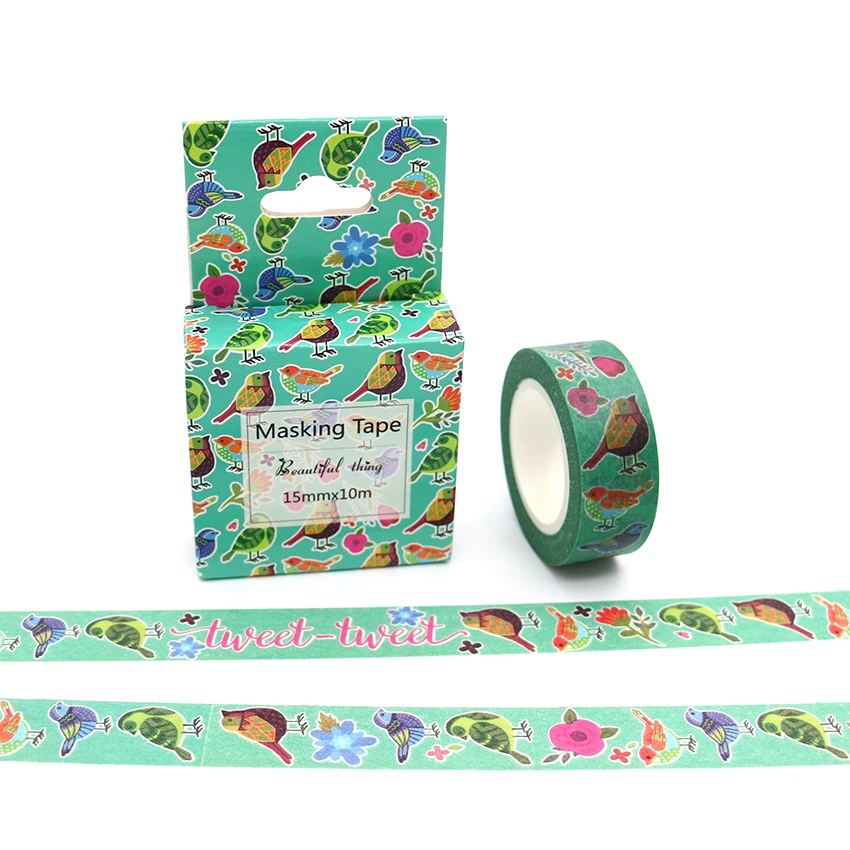 

15mm*10m Box Package Colored Cuckoo Washi Tape Excellent Quality Colorful Paper Masking Tape DIY Decorative Tapes