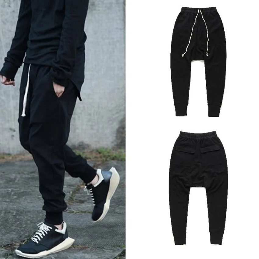 Мужские длинные брюки черного цвета для отдыха свободные Harlem мужчин бега мужские