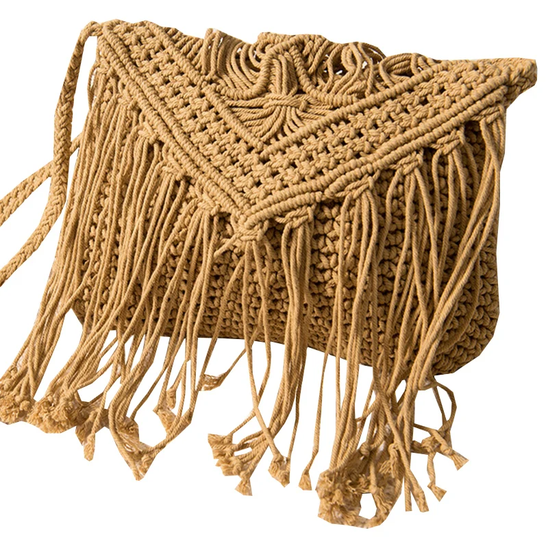 LACATTURA Чешский кисточкой сумки на плечо Boho ткань крючком хлопок бахромой Bolsa Femininas