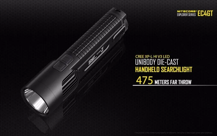 Топ продаж NITECORE EC4GT удобный портативный 1000 LMs излучатель фонарик прожектор охотничий походный фонарь без батареи